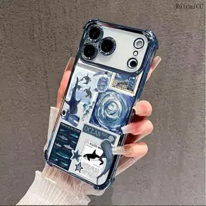 Marine Whale Shark Collage TPU Case for iPhone 17 Air 16Pro Max 15 14Plus 13 12 11 Shockproof Anti-Drop Durable Aesthetic Screen Protector Cellphone Casing