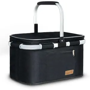 35L Large Picnic Basket 2 Layers of Internal Pockets Leak-Proof and Insulated Folding, Internal Support Does Not House Warming Gifts New Home, Wedding Gifts for Couple LIQING