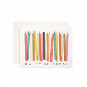 Birthday Candle Card - "HAPPY BIRTHDAY" Design with Colorful Candles and White Background