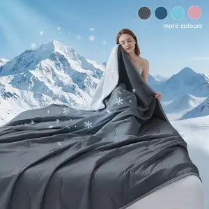 Cooling Blanket Queen Size 90x90 Inches for Hot Sleepers, Absorbs Body Heat to Keep Cool, Lightweight Summer Bed Blanket for Adults, Grey, Machine Washable