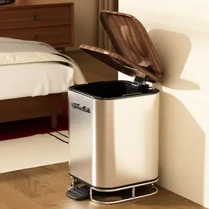 Retro Mid Century Pedal Trash Can, Stainless Steel Sealed Lid, Large Capacity Household Garbage Bin, Ideal for Indoor Use