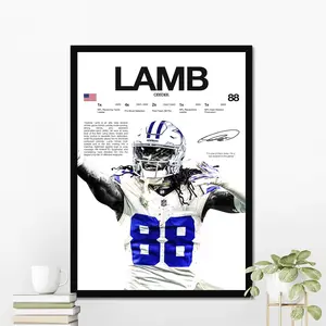 CeeDee Lamb Hardline Series Poster, CeeDee Lamb Signature Poster, Dallas Football Wall Art For Fans, Sport Gift For Men [UNFRAMED - PRINT ONLY]