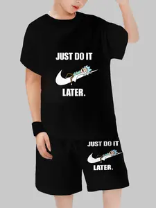 Rick and Morty Boys' Summer Set, Short Sleeve Shorts, Casual Fitted Suit, All over Print, Regular Length, No Ca Prop 65