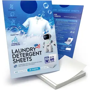 Laundry Detergent Sheets Unscented, 30 Count -  Laundry Soap Sheets for   - Travel Friendly Washing Detergent Sheets for HE & Standard Washers