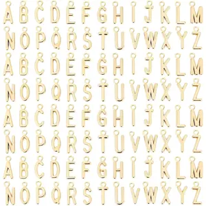 156Pcs/6 Sets Letter Charms Alphabet ABC Letter Charms Capital A-Z Charms DIY Bracelets Necklaces Charms with 200Pcs Open Jump Rings for Jewelry Making, KC Gold