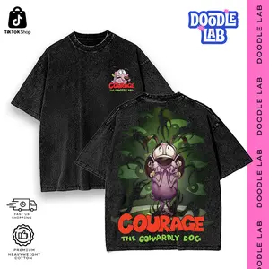 Courage the Cowardly Dog Hoodie • Graphic Tees Streetwear • Vintage Oversized Acid Wash • 90s Cartoon Nostalgia Merch • Heavyweight Comfort Cotton
