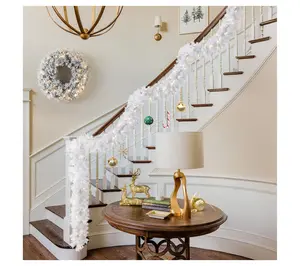 Glitzhome 9' Pre-Lit Snow Flocked White Pine Christmas Garland