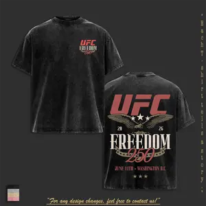 UFC Freedom 250 White House T-Shirt V2 – Vintage Heavy Cotton Oversized MMA Graphic Tee Washed Retro Style Mixed Martial Arts Double Printed Unisex Streetwear Ultimate Fighting Court Edition Gift for UFC Fans