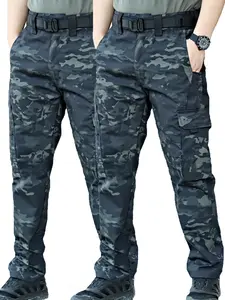 Men's camouflage pants, waterproof tactical work pants (without waistband), with zipped pockets, durable and wear-resistant outdoor training pants, loose and casual multi-pocket outdoor pants. Please place your order according to the size.
