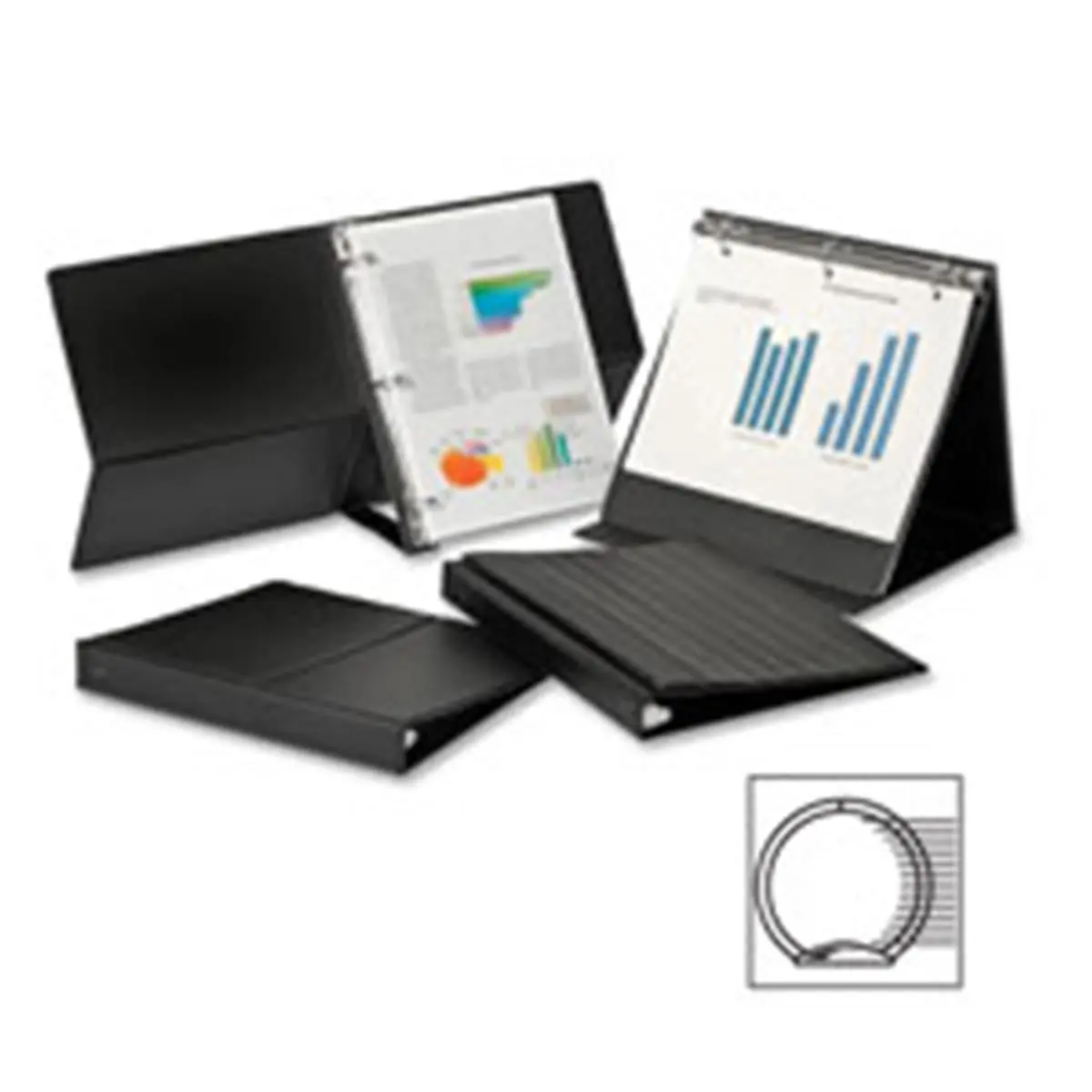 Cardinal CRD09260 Horizontal Easel Ring Binder for Business - 1" Capacity, 8.5 in. x 11 in., Double-Booster Round Steel Rings, Exposed Rivets, High Percentage Recycled Material, Black