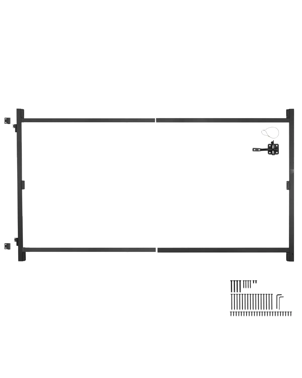 【toolupgrade】VEVOR Adjustable Size Load Bearing Gate Building Kit for Outdoor DIY Users, 60-96in Wide Openings, 4-5ft High Fences, with Concealed Hinge, Latch Lock, Screws, Full Frame for Wooden/Iron Fences