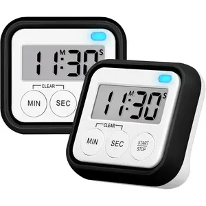 Magnetic Digital Timer 2 Pack Black, Kitchen Timers for Cooking, Classroom Timer for Kids Teachers