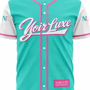 Noir Luxe Pink Teal Jersey with Stylish Script Design and Button Front Closure