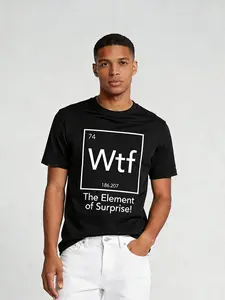 GEEKSOUTFIT Mens Graphic Tee Wtf Print Periodic Table Elements Cotton S-4XL Humor Tee Fathersdaygift Casual Crewneck Tshirt for Men Shortsleeve Streetwear Menswear Tops