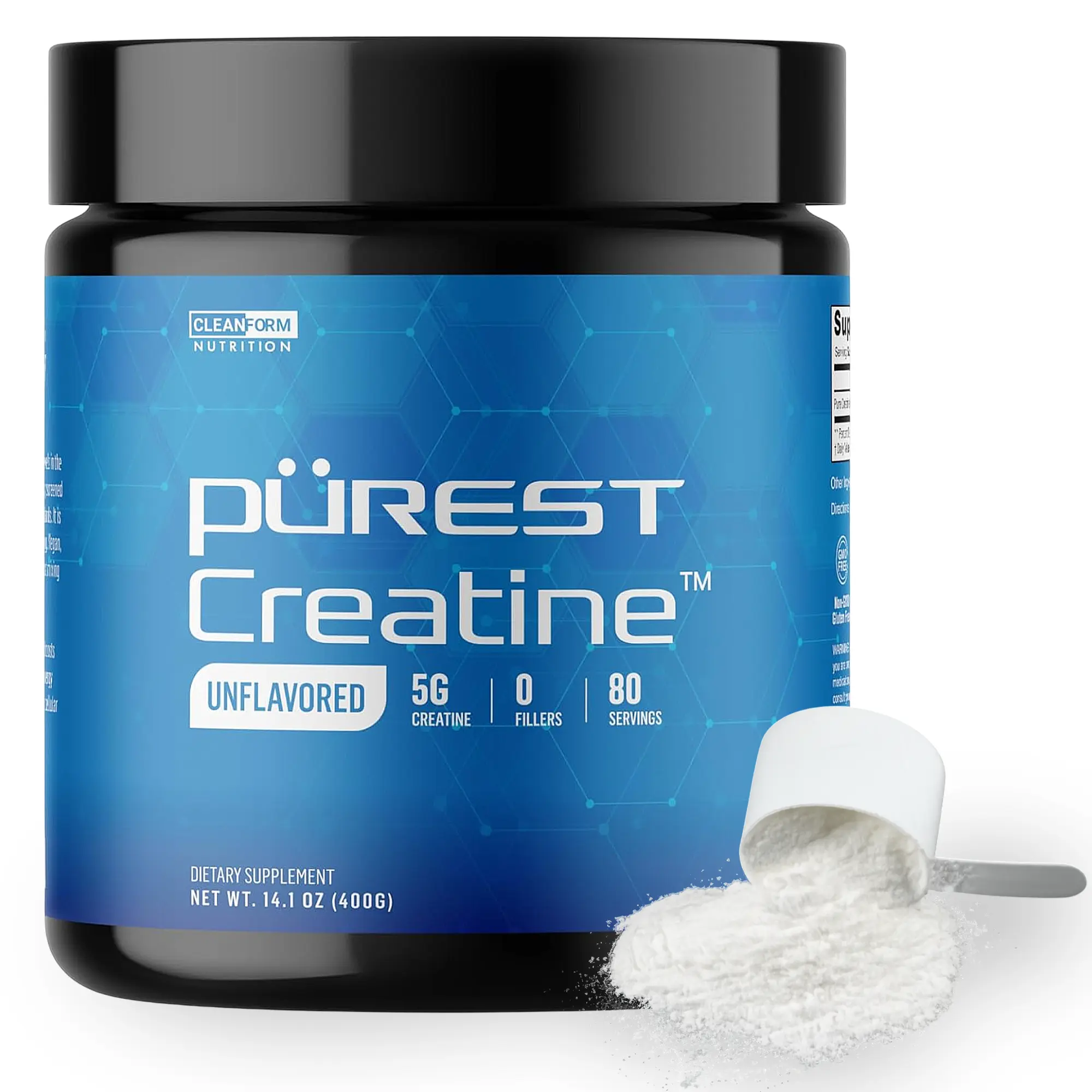 Cleanform Nutrition Pürest Creatine | Industry’s Cleanest Creatine Monohydrate | Zero Fillers, Zero Contaminants, 3rd Party Tested | Pure Muscle Growth & Brain Health Supplement