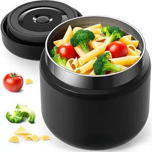 12oz  Insulated--Jars for Hot-, Wide Mouth Soup Thermo  Jar Insulated Thermal Lunch Container Termo para Comida Caliente Vacuum Thermoses for Keeping  Warm-Black
