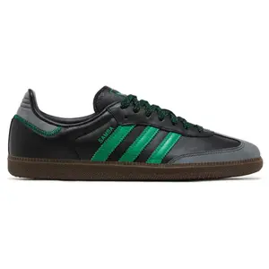 Adidas Orignals Women's Black/Green Samba OG Sneakers, IE6520 (No Box)