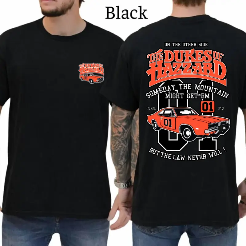 Dukes of Hazzard “The Law Never Will” 01 T-shirt, General Lee Retro Shirt, Perfect For Classic TV Lovers, Old School Style