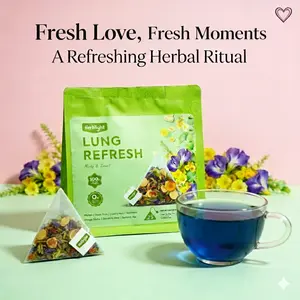 Lung Refresh Herbal Tea Mullein & Monk Fruit -Supports Lung Cleanse, Mucus Relief & Respiratory Health - 100% Natural Whole Leaf Blend - Caffeine Free, No Fillers