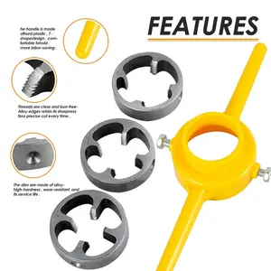 Pvc Plastic Pipe Thread Die Kit 1/2" 3/4" 1" 60° Taper Pipe Threader for Pumps Pipes Tap Die Hand Tool Plumbing Repair
