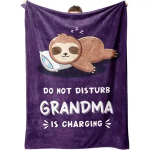 Soft Funny Throw Blanket Grandma Birthday Gifts,Grandma Is Charging Sloth Blanket,Gifts For Grandma From Grandkids,Grandma Gifts For Grandparents Day Christmas,Super Throws For Grandma