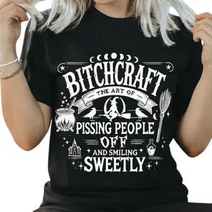 Bitchcraft Adult Humor Halloween T-Shirt 100% Cotton Round Neck Short Sleeve Unisex Top Womenswear Made in USA Graphic Print