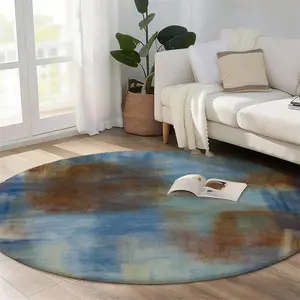 1pc Abstract Style Round Rug for Entryway, LivingRoom, Dining Room, Bedroom, Balcony, Study, Machine Washable Round Large Area Rug, Soft Non-slip Floor Mat, Chic Rug for Home Decor