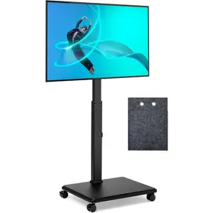 Rolling TV Stand for 32 to 65 70 Inch TVs, Portable TV Cart on Wheels with A Felt Bag, Height Adjustable, Holds up to 110 lbs for Corner Bedroom Living Room Dorm, Max VESA 600x400mm, Black