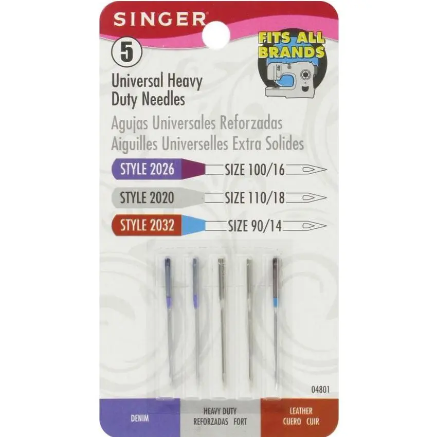 Singer 5pk Universal Assorted Heavy-Duty Sewing Machine Needles 4801