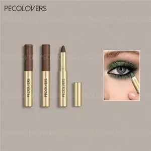 1 Pc 2-in-1 Eye Brightener Stick & Sponge Makeup Brush, Shimmer & Matte Brown Metallic Double-Ended Eyeshadow Crayon, Glitter Eyeshadow Stick, Halloween & Party Makeup Gift