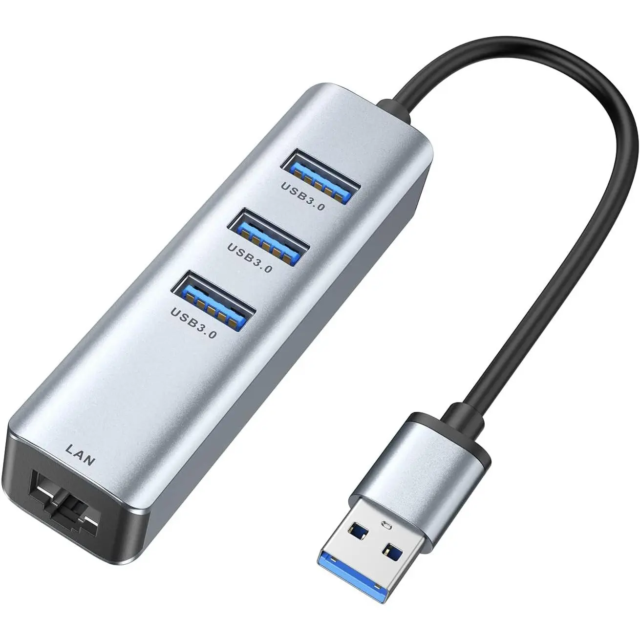 ABLEWE Solid Plug-and-Play Wired USB 3.0 to Ethernet Network Adapter with 3-Port USB 3.0 Hub, RJ45 10/100/1000 Gigabit Metal Accessory for PC Users (PC, Windows 10/8.1, Mac OS, Surface Pro, Linux, Chromebook) - Single Unit Electronics Accessory