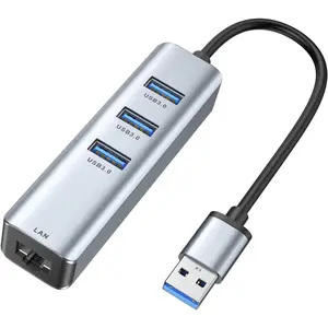 USB 3.0 to Ethernet Adapter,ABLEWE 3-Port USB 3.0 Hub with RJ45 10/100/1000 Gigabit Ethernet Adapter Support Windows 10,8.1,Mac OS, Surface Pro,Linux,Chromebook and More