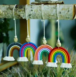 Boho Macrame Rainbow Car Charm for Rear View Mirror Accessory | Rainbow Color Car Charm Decoration | Cute Car Accessories | Gifts for New Driver