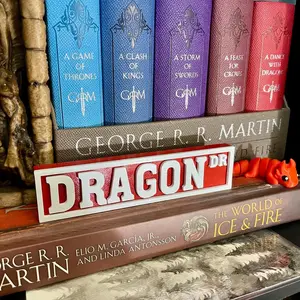 Library Street Sign Bookshelf Decor - Self-Standing Genre or Humorous Organization Sign Figure - 3D Printed Bookish Decor