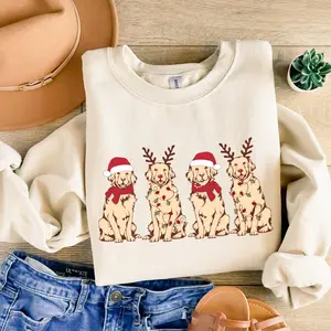 [Christmas Unisex Shirt] Golden Retriever Christmas Sweatshirt, Dog Christmas Shirt, Golden Mom Tshirt, Gift for Dog Lover, Holiday Sweater, New Year Shirt, Xmas Tee, Gift for Friends and Women - TShirt, Sweatshirt, Hoodie For Women And Men