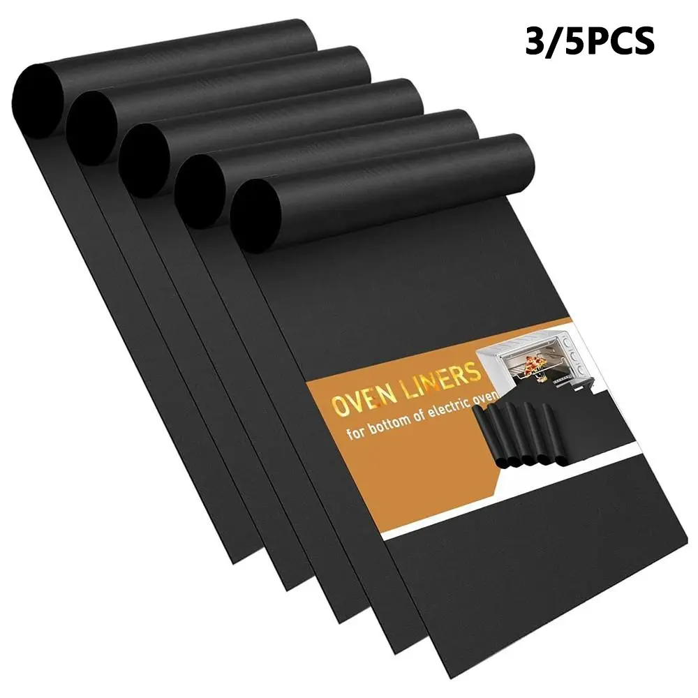 3pcs/5pcs Oven Liners for Bottom of Oven - Large Heavy Duty Mats, Non-Stick Reusable Liner for Electric, Gas, Toaster Ovens, Grills - Kitchen Accessory Baking Accessories to Keep Oven Clean Bakeware Kitchen Essentials Baking Supplies
