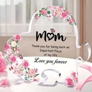 Mothers Day Gifts for Mom Mom Birthday Gifts for Mom with Unique Design Heart Acrylic Puzzle Keepsake 3.93 x 4.6 In Mothers Day Thanksgiving from Daughter Son Heart Shaped Home Decorative Signs
