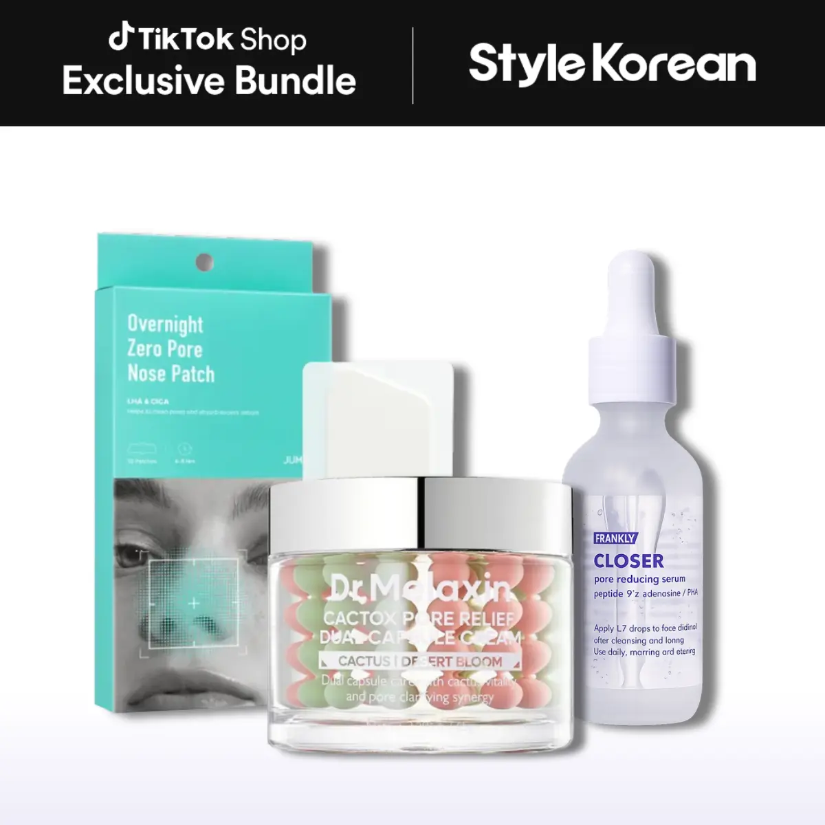 [StyleKorean] Zero Pore Challenge Set | 3-Step Blackhead Clearing & Pore-Tightening Routine | Dr.Melaxin, Jumiso, Frankly | Korean Skin Care