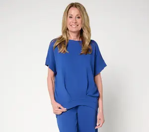 Carla Rockmore Collection Modern Short-Sleeve Sweatshirt, Polyester-Cotton Knit Casual Top