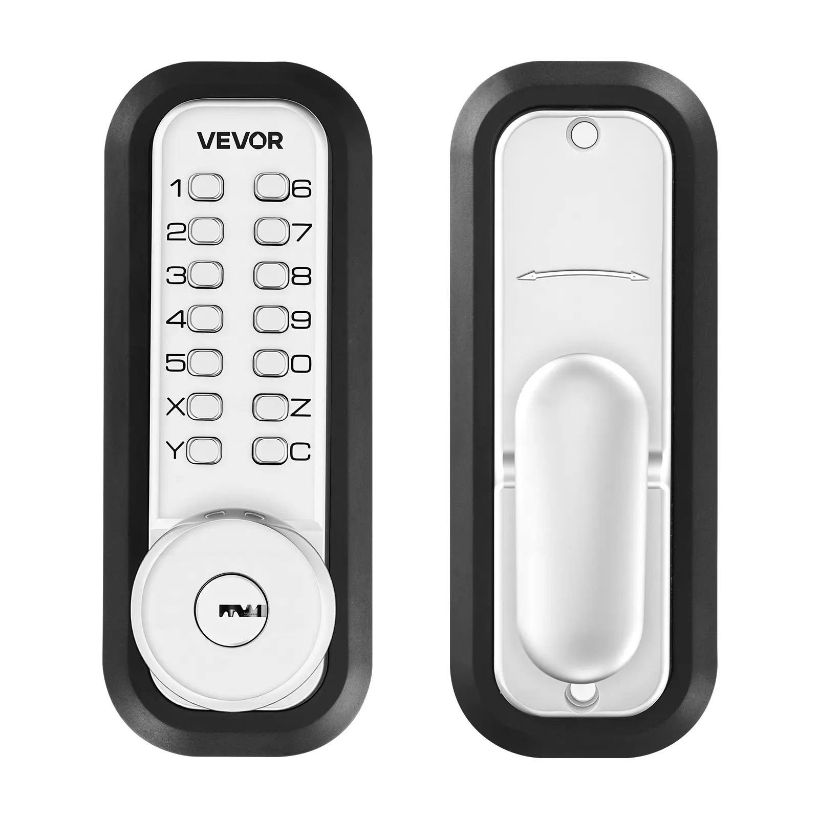 VEVOR Mechanical Keyless Entry Door Lock, 2.0 Code Upgrade, 4-7 Digits Code, Single-Sided Push Button Combination Mechanical Keypad Door Knob, Auto Locking, for Garden Gates, Indoor or Outdoor, Silver