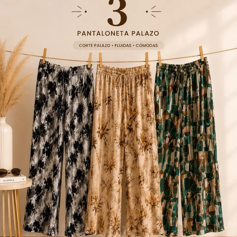 Pack of 3 Palazzo Pants – Size L/XL