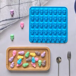 40 Hole Skull Shape Chocolate Mold, 1 Count Silicone Candy Mold, Silicone Molds, Baking Tool for Cake Decorating, Ice Cube, Kitchen Accessories, Halloween