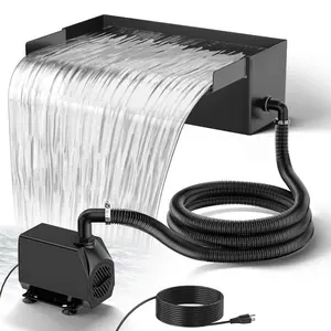 NFESOLAR Pond Waterfall Spillway Kit, Includes Stainless Steel Pond Waterfall Box, 660GPH Ultra-Quiet Water Pump, 10FT Corrugated Tubing for Garden Outdoor Pond (12.2")