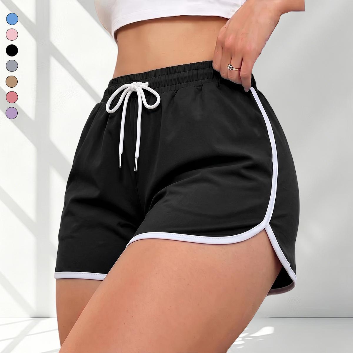Women’s quick-dry, breathable athletic shorts; casual loose summer shorts with an elastic waistband; stylish striped loungewear shorts; athletic shorts; comfortable casual shorts