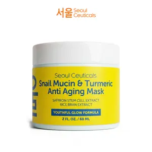 Snail Mucin & Turmeric Anti-Aging Face Mask  - Moisturizing Cream for Dry, Sensitive Skin - Nourishing and Soothing Korean Skincare