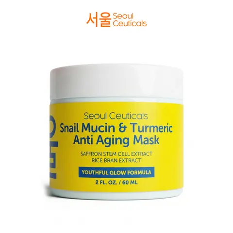 Snail Mucin & Turmeric Anti-Aging Face Mask  - Moisturizing Cream for Dry, Sensitive Skin - Nourishing and Soothing Korean Skincare