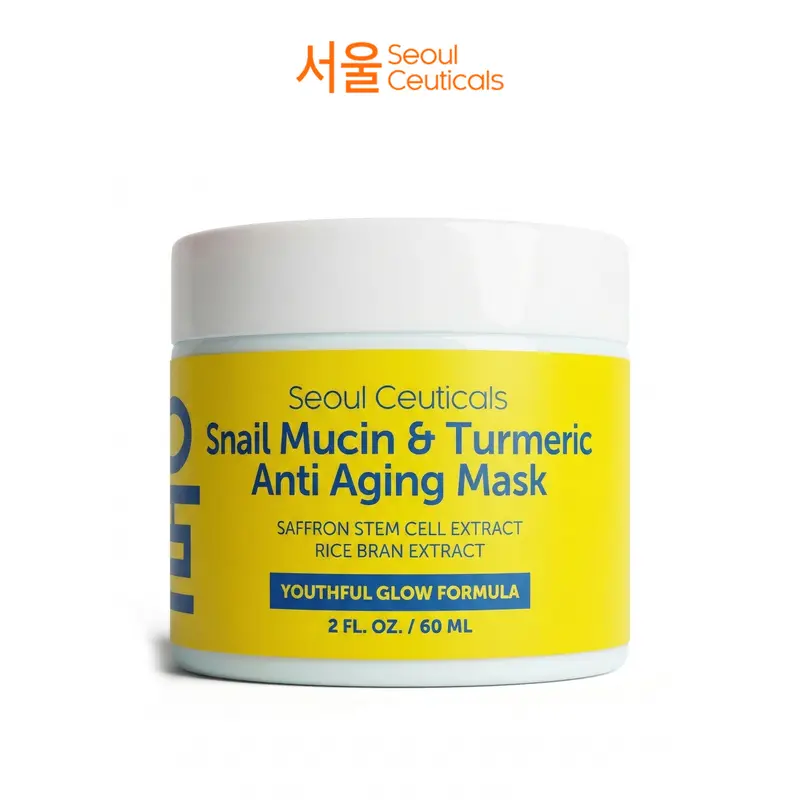 Snail Mucin & Turmeric Anti-Aging Face Mask  - Moisturizing Cream for Dry, Sensitive Skin - Nourishing and Soothing Korean Skincare
