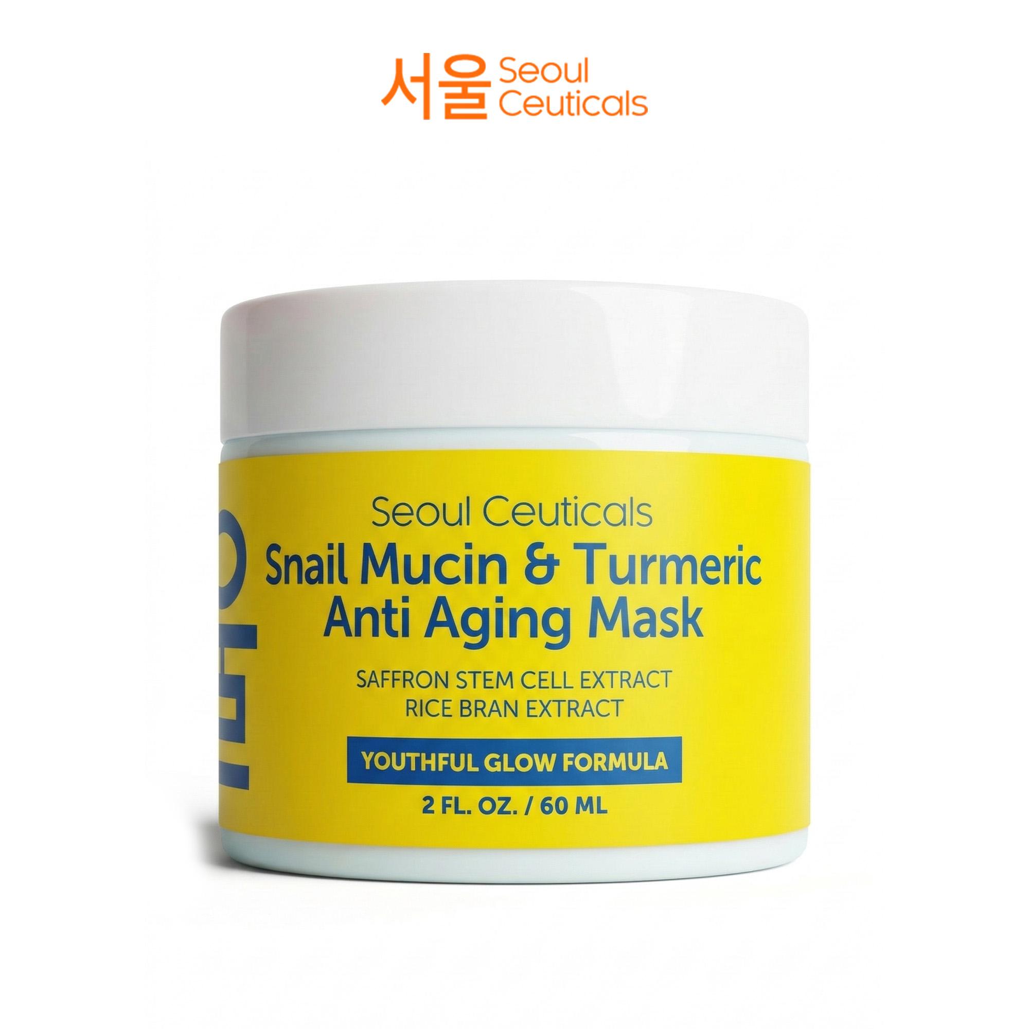 Snail Mucin & Turmeric Anti-Aging Face Mask  - Moisturizing Cream for Dry, Sensitive Skin - Nourishing and Soothing Korean Skincare