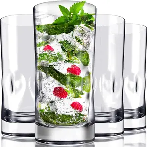 Bravario Unbreakable Plastic Drinking Glasses 17 oz  Dishwasher Safe Shatterproof 100 Tritan Water Tumblers  BPA Free Reusable Outdoor Highball Drinkware  Set of 4