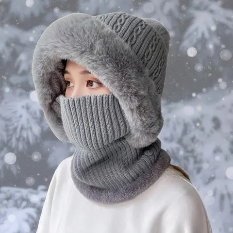 Unisex Windproof Ski Face Mask - Adult Warm Neck Warmer (hat Circumference 55-60cm, Mask Covers The Bridge of The Nose) Warm and Cold Protection Gear, Winter Scarf and Hat, Outdoor Sports Protection